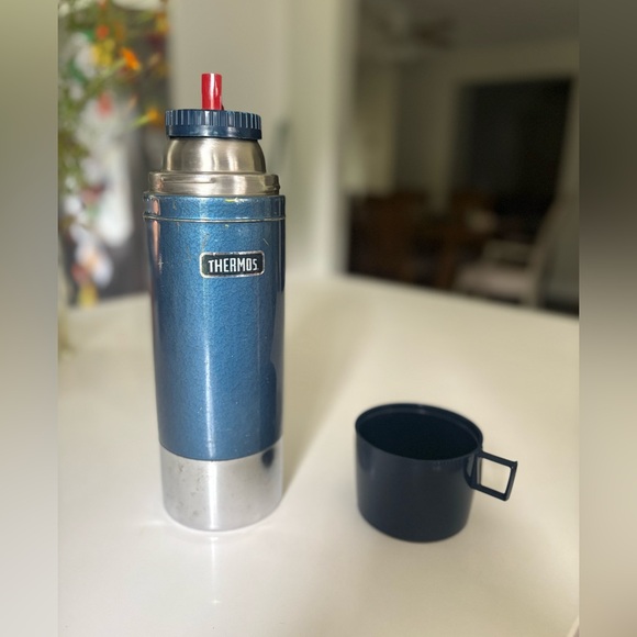 Vintage Thermos Navy and Silver Insulated Bottle - Picture 6 of 14